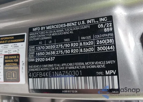 2022 Mercedes-Benz Gle 350 4Matic from USA, damaged, VIN 4JGFB4KE1NA750301